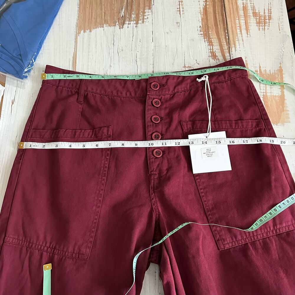 Pistola Tammy High Rise Trouser Exposed Buttons Pants Size 30 Merlot - Picture 11 of 15
